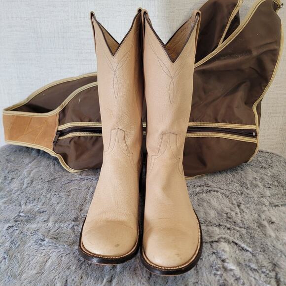 Rios of Mercedes Nubuck Cowgirl Western Boots Womens 7B Tan Vintage 0360 3228 - Picture 5 of 11